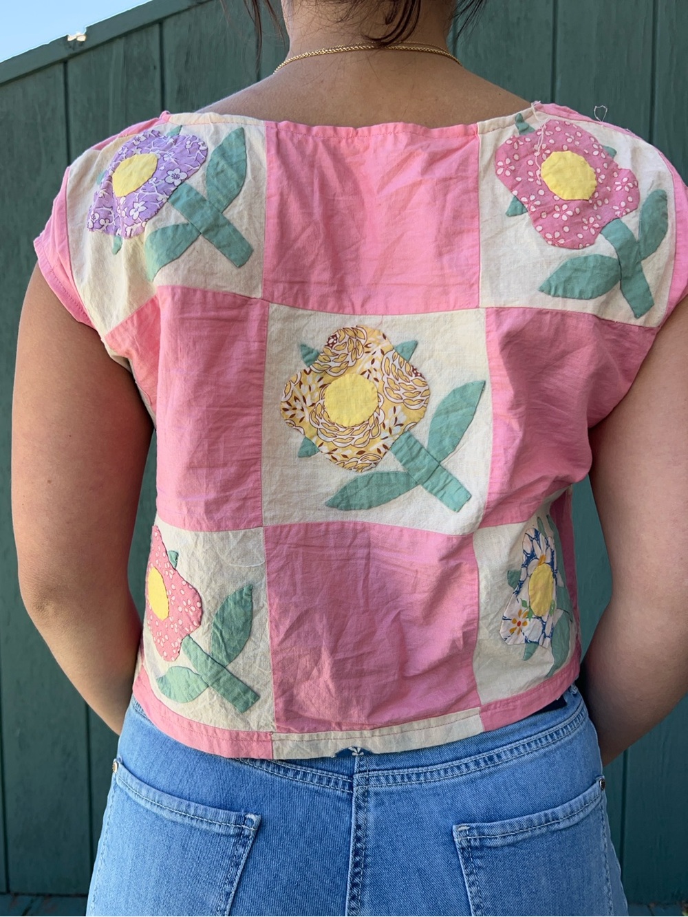 Vintage handmade patchwork crop top - Picture 2 of 4